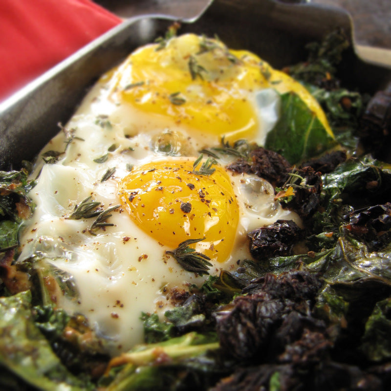 Baked Egg with Sun-Dried Tomato, Feta and Kale