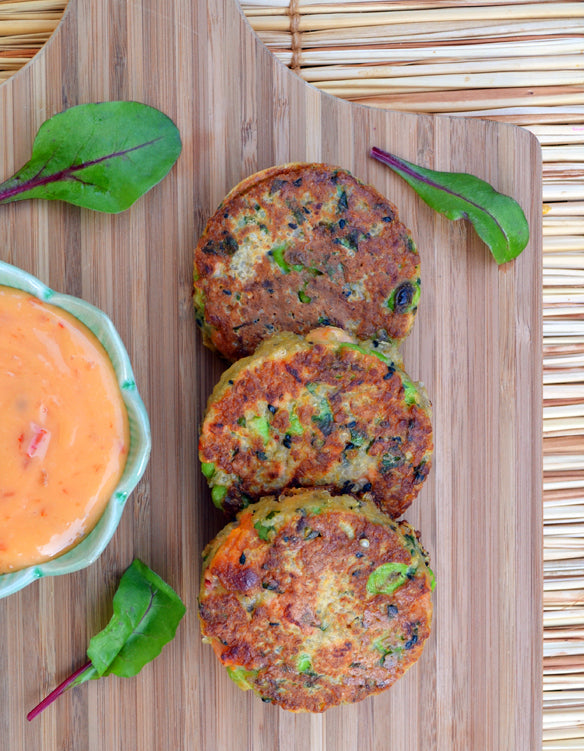 Sweet potato, quinoa and salmon cakes