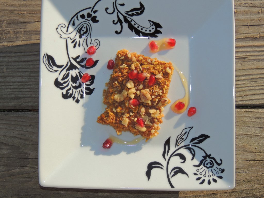 Baked Pumpkin Oatmeal with Walnuts (and Pomegranates)