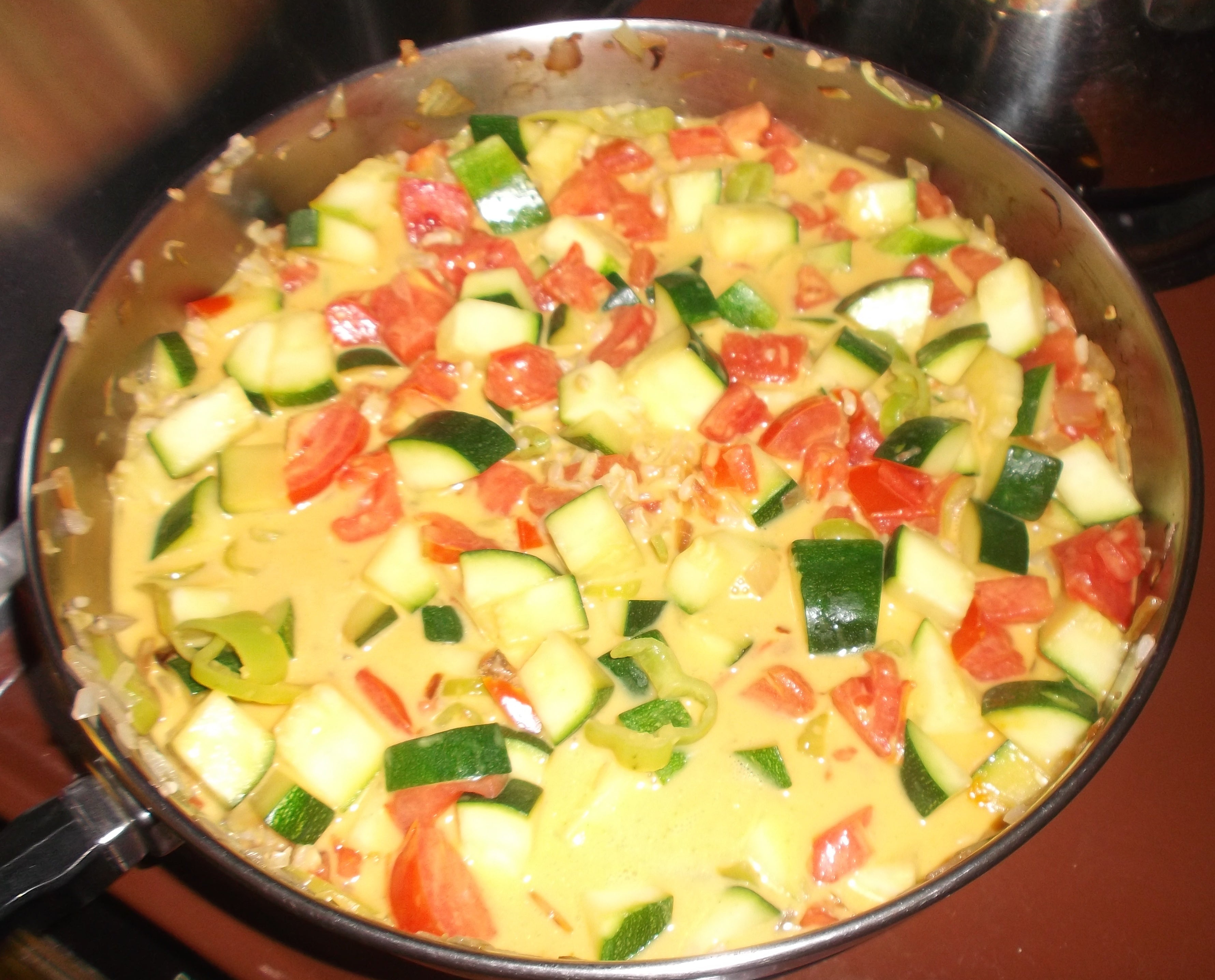 Zucchini, Eggplant and Lentils in Coconut Milk